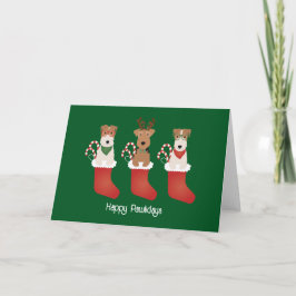 Tarjeta Felices Pawlidays Welsh Wire Fox Terrier Dogs