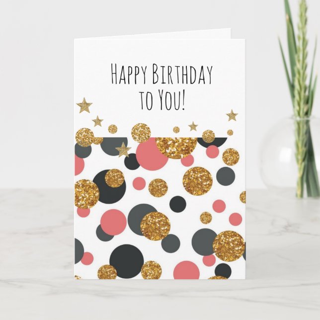 Tarjeta Felices puntos de la Polka de Oro de Cumpleaños (Anverso)