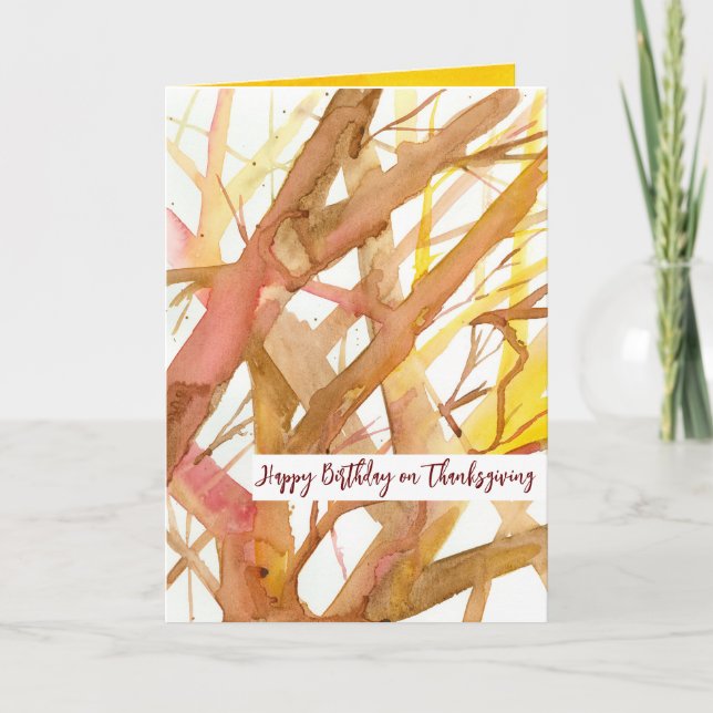 Tarjeta Felices ramas de árbol de cumpleaños de Acción de  (Anverso)