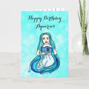 Tarjeta Felices Rasgos de Horóscopo Acuario de Cumpleaños 