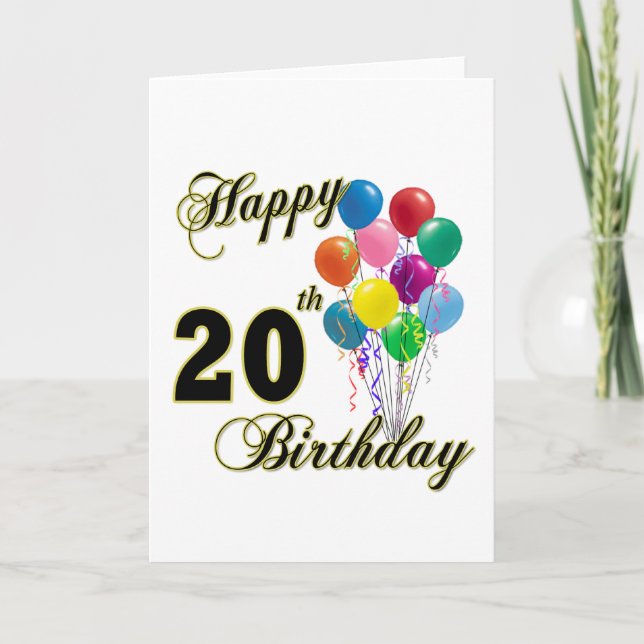 Tarjeta Felices regalos de cumpleaños 20 y ropa de cumplea (Anverso)