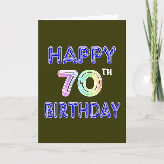 Tarjeta Felices regalos de cumpleaños 70 en globo (Anverso)