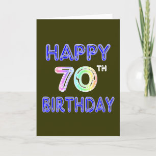 Tarjeta Felices regalos de cumpleaños 70 en globo