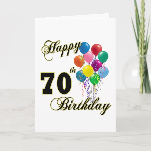Tarjeta Felices regalos de cumpleaños 70 y ropa de cumplea (Anverso)
