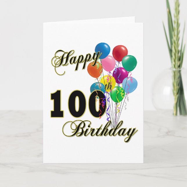 Tarjeta Felices regalos de cumpleaños número 100 y ropa de (Anverso)