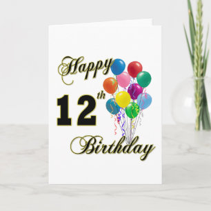 Tarjeta Felices regalos de cumpleaños número 12 y ropa de 