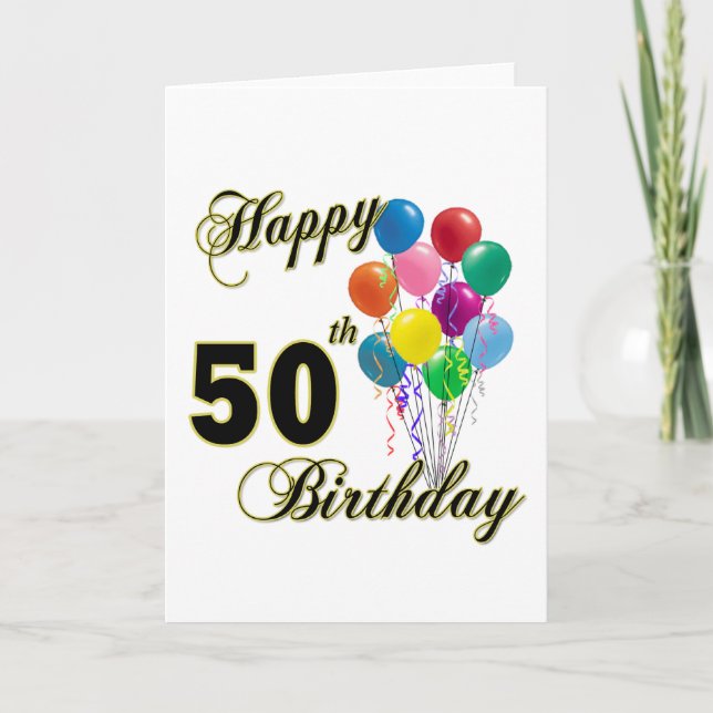 Tarjeta Felices regalos de cumpleaños número 50 y ropa de  (Anverso)