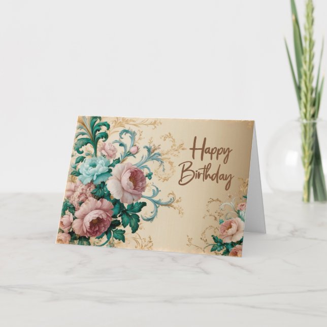 Tarjeta Felices Rosas de la Vintage (Anverso)