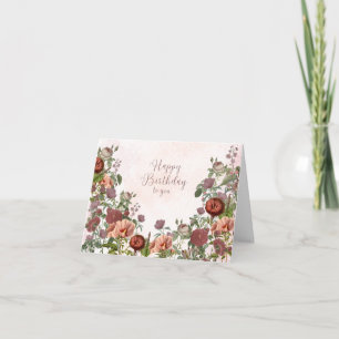 Tarjeta Felices Rosas Vintage de Cumpleaños y Flores Jardí