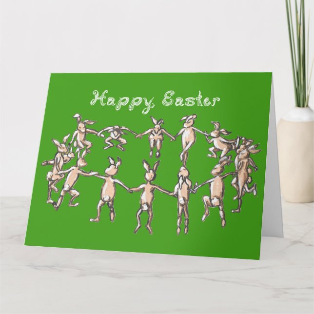 Tarjeta Felices Tejidos de Semana Santa Bunnix Danzando Im (Anverso)