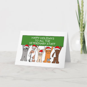 Tarjeta Felices vacaciones al personal veterinario.