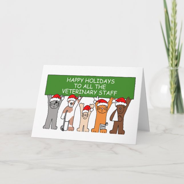 Tarjeta Felices vacaciones al personal veterinario. (Anverso)
