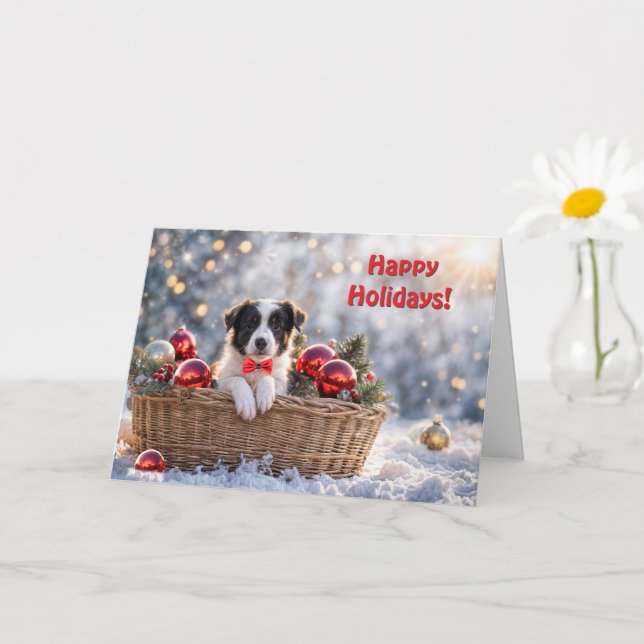Tarjeta Felices vacaciones Navidades Cuelgan el borde de l (Planta pequeña)