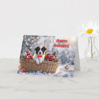Tarjeta Felices vacaciones Navidades Cuelgan el borde de l