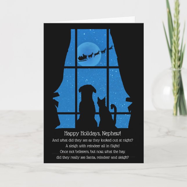 Tarjeta Felices vacaciones Navidades por el sobrino lindo  (Anverso)