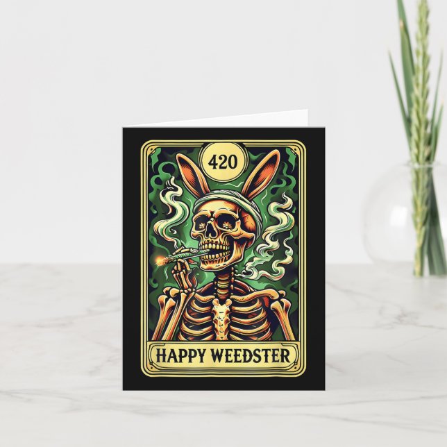 Tarjeta Felices Weedster Pascua Skeleton Fumar Weed Tarot (Anverso)