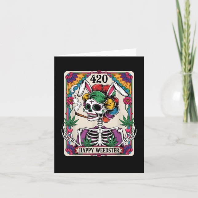Tarjeta Felices Weedster Pascua Skeleton Fumar Weed Tarot (Anverso)