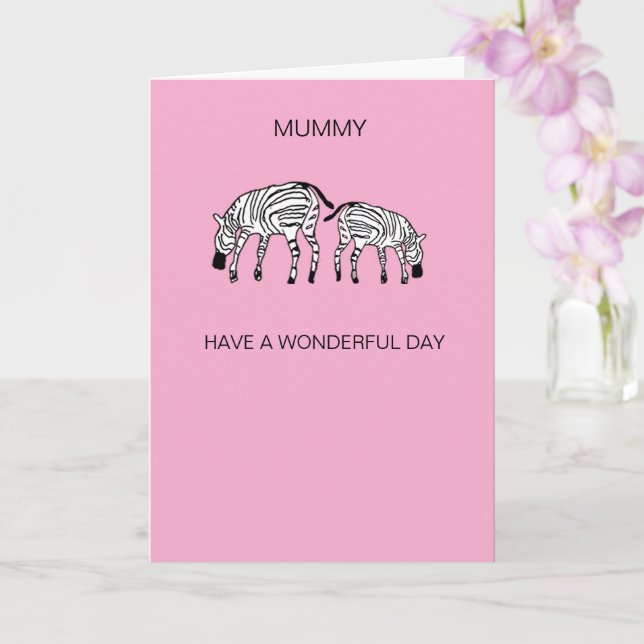 Tarjeta Felices y Lindos Cebras Kenia Mamá (Orquídea)