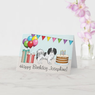 Tarjeta Felicidad de cumpleaños colorida perro Phalène lin