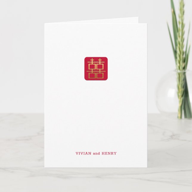 Tarjeta Felicidad doble | Boda chino (Anverso)