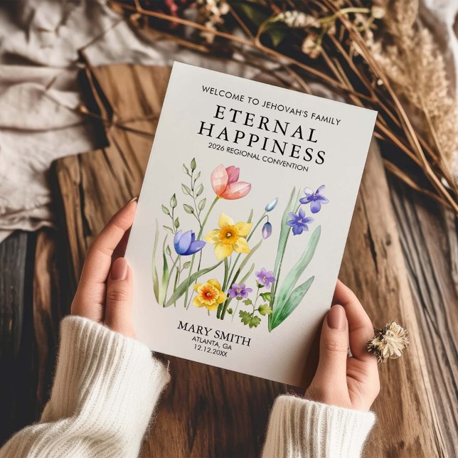 Tarjeta Felicidad Eterna Bautismo JW con Flores de Primave (Subido por el creador)