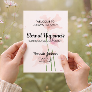 Tarjeta Felicidad Eterna Bautismo JW con Flores Rosas