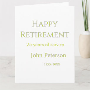 Tarjeta Felicidad jubilación verde nombre años de servicio