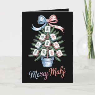 Tarjeta Felicidad Mahj Navidad Fichas Mahjong Árbol de Nav