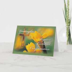 Tarjeta Felicidades a la ahijada Cruz RCIA Crocus
