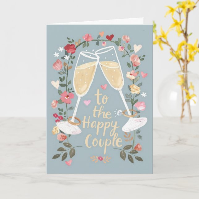 Tarjeta Felicidades a la feliz pareja (flor amarilla)