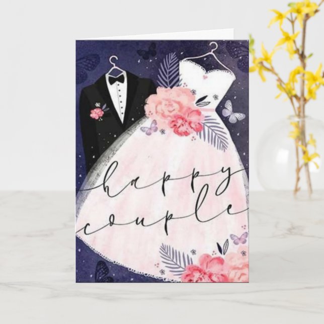 Tarjeta Felicidades a la feliz pareja (flor amarilla)