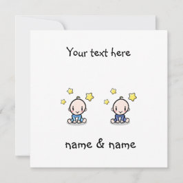 Tarjeta Felicidades a los bebés gemelos, con nombres, geme