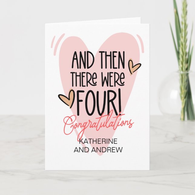 Tarjeta Felicidades a los nuevos padres Ahora son tres (Anverso)