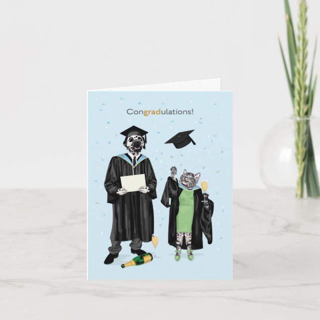 Tarjeta Felicidades al perro y a los gatos (Anverso)