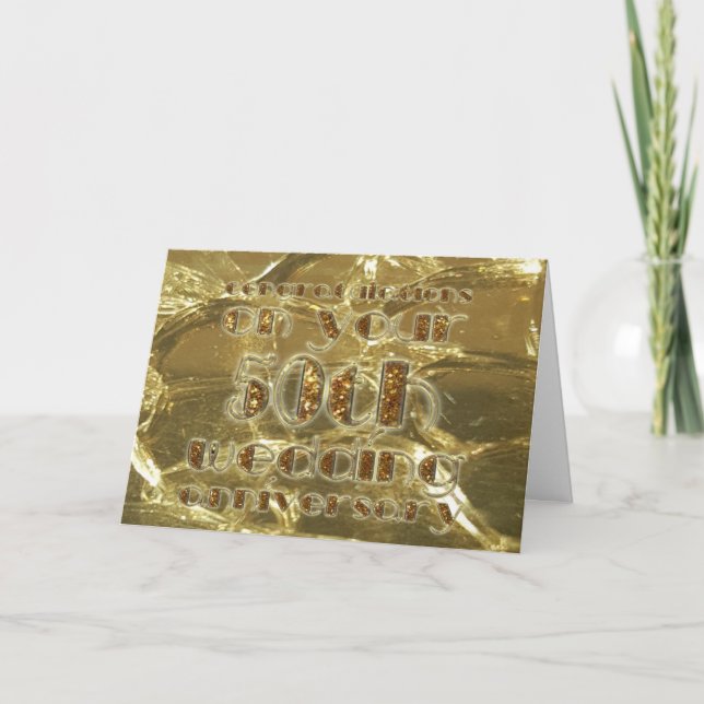 Tarjeta Felicidades Aniversario de Bodas de Oro 50 (Anverso)