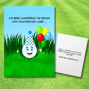 Tarjeta Felicidades atrasadas divertidas pelota de golf en
