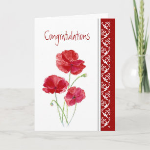 Tarjeta Felicidades Boda Amapolas Jardín Flores