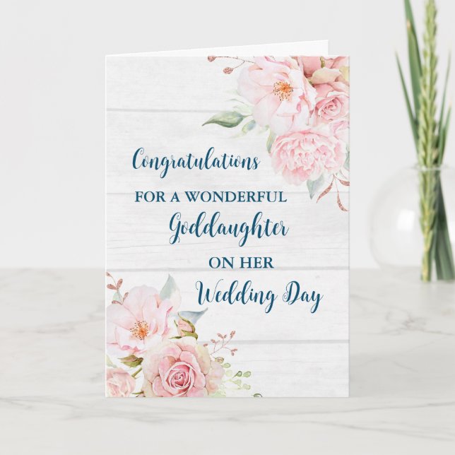 Tarjeta Felicidades Boda de Pink Floral Godgirl (Anverso)