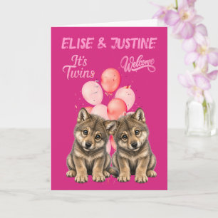 Tarjeta Felicidades Cachorras Gemelas Loba