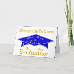 Tarjeta Felicidades Clase de 2026 Graduado Blue Gold
