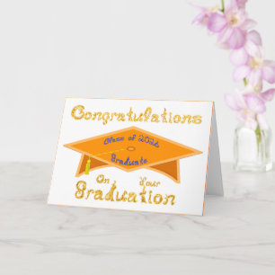 Tarjeta Felicidades Clase de 2026 Graduado Naranja Azul