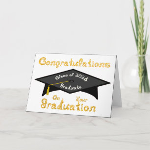 Tarjeta Felicidades Clase de 2026 Graduado Oro Blanco