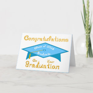 Tarjeta Felicidades Clase de 2026 Graduado Teal Blanco