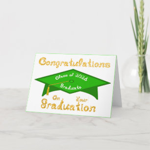 Tarjeta Felicidades Clase de 2026 Graduado Verde Blanco
