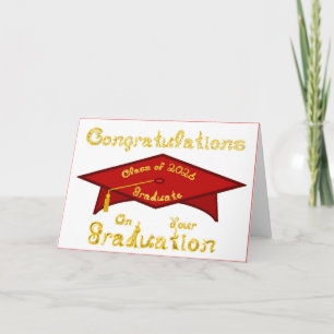 Tarjeta Felicidades Clase Graduada 2026 Oro Carmesí
