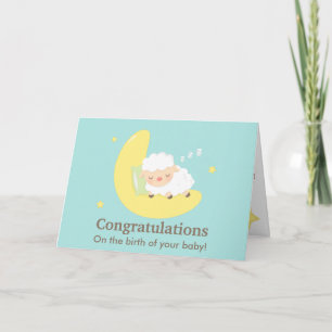 Tarjeta Felicidades Corderito Durmiendo Bebé Recién Nacido