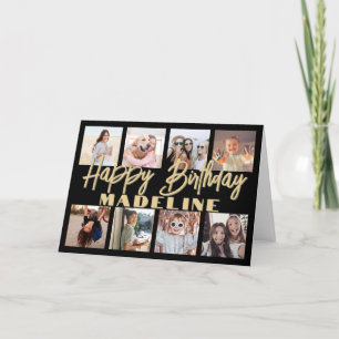 Tarjeta Felicidades Cumpleaños Collage de Fotos Elegante N