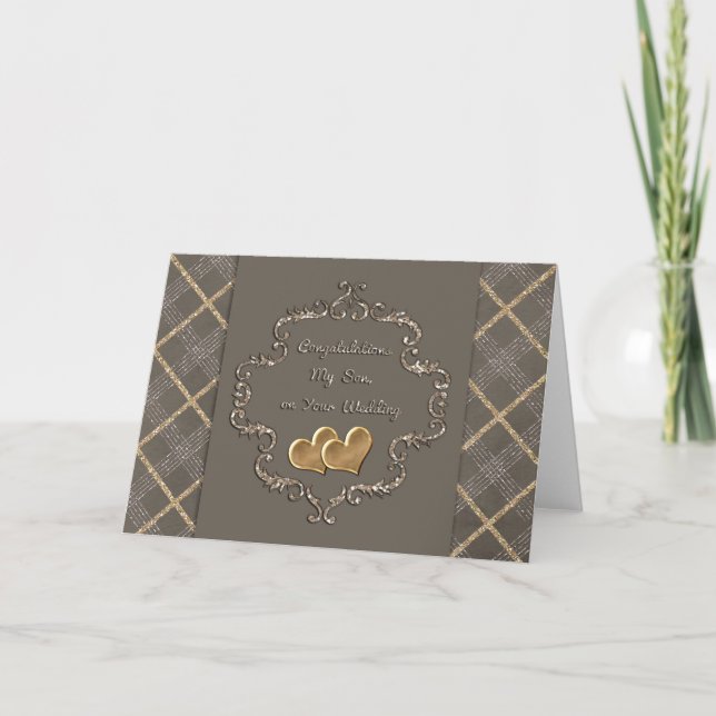 Tarjeta Felicidades de boda de los corazones de mamá-Oro (Anverso)