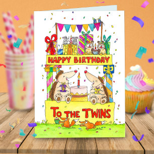 Tarjeta Felicidades de cumpleaños a los gemelos