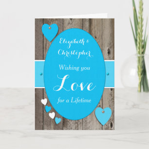 Tarjeta Felicidades Día de Boda Rústico azul